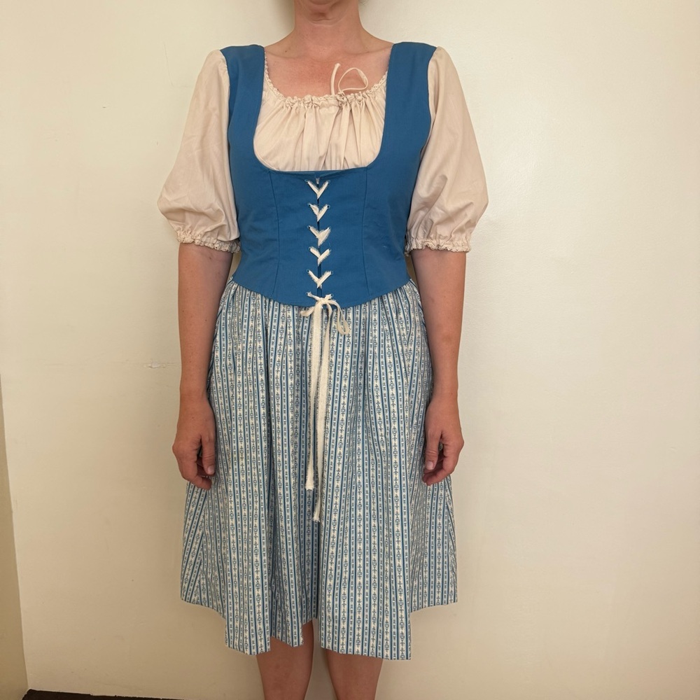 Vintage Blue and Cream Dirndl Dress